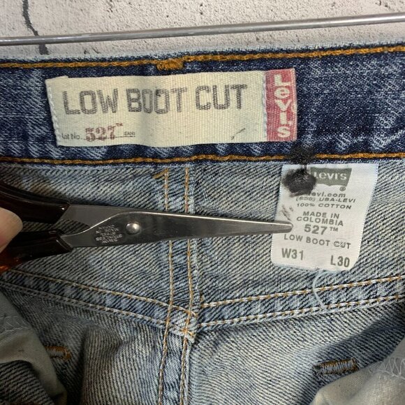 Levi's 527 Low Boot Cut Distressed Denim Jeans - Picture 5 of 16
